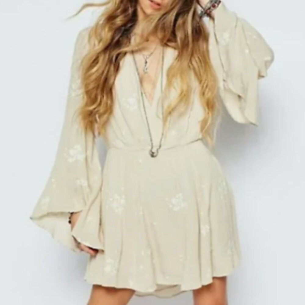 Free People - Jasmine Bohemian Embroidered Mini Dress (Size S)